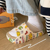 woloong New Arrivals Slippers For Women Indoor Home Summer Student Soft Sole Slides Fashion Ins Cartoon Graffiti Flip Flops