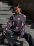Love Embroidery Women's Knitting Sweaters Sweet Chic Long Sleeved O-neck Pullovers  New Female Casual Fashion Sweater