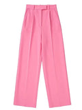 woloong New Pink Pants Women High Waist Wide Leg Trousers Woman Casual Baggy Pant Suits Spring Streetwear Wide Pants