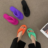 woloong  Women's Flip Flops Candy Color Pleated Fashion Shoes New Wild Outdoor Flat Slippers for Women Casual Home Summer Slides Тапочки