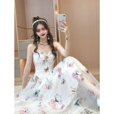 woloong Embroidered Butterfly Flower Mesh Dress Women's New Spring Summer Pairing Sweet Desire Wind Waist Fairy Suspender Skirt