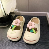 Women Candy Color Flower New Slippers Summer Thick Sole Outdoor Cute Hollow Breathable Fashion Leisure Shoes Women Slippers