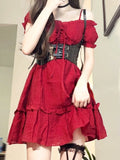 woloong Ruby the Archer Cottagecore Princesscore Fairycore Coquette Gothic Kawaii Complete Dress and Corset Set
