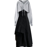 woloong Women Dress Suit Autumn New Temperament Dress Design Sense Niche Strap Skirt Two-piece Sets Elegant Sweet Girl Streetwear