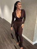 woloong Knitted Rompers Women Jumpsuit Stretch Hollow Out Zipper Sexy Summer Jumpsuits Club Outfits Women One Piece Overalls