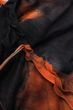 woloong - Apricot Street Tie Dye Tassel Patchwork Backless One Step Skirt Dresses