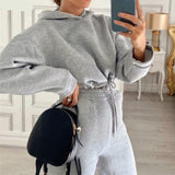 woloong Two Piece Women Set Sport Casual Outfit Fall Clothes for Women Sweatshirt Jumper Top Sweatpants Set Women Suit Set Tracksuit