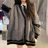 Suit Japanese College Style Girl Youth Knit Cardigan Sweater Student Shirt Pleated Skirt Vintage Fall Clothes For Women Oversize
