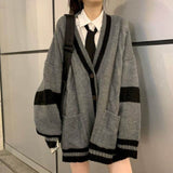 Suit Japanese College Style Girl Youth Knit Cardigan Sweater Student Shirt Pleated Skirt Vintage Fall Clothes For Women Oversize
