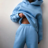 Women's Tracksuit Suit Autumn Winter Solid Warm Hoodie Sweatshirts Sportswear Sports Two Piece Pants Set Fall Clothes For Women