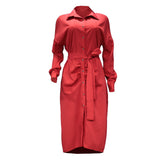 Woloong Autumn Solid Color Sexy Bodycon Long Sleeve Shirt Dress