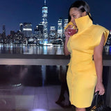 Woloong Sexy Party Club Bodycon Dresses For Women Autumn Solid Sleeveless Button Pockets Mixi Dress Female Streetwears Y2K