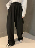 Retro Solid Color Wild Straight Wide Leg Pants Female Spring New Korean Fashion High Waist Casual Long Pants