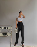 Woloong Spring New Office Lady High Quality Elegant Casual Fashion Wide Leg Woman Female Pants Hot Sales