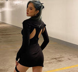 woloong Long Sleeve Hollow Out Sexy Mini Dress Summer Women Fashion Streetwear Outfits Y2K Chic Club Wear