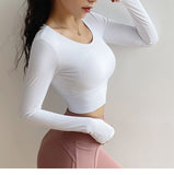 Woloong  Cloud Hide Sexy Sports Bra Women Fitness Long Sleeve Underwear Blouse Push Up Yoga Crop Top Running Gym Shirt Winter Activewear