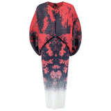 New Autumn/Winter Print Pleated Skirt/Holiday Party Temperament Loose Bat S Sleeve Dress Factory Spot Hot Sales