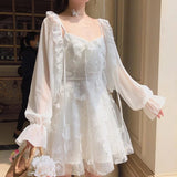 French Fairy Dress Women Elegant Sleeveless Chiffon Mini Dress Casual Floral Print Korean Kawaii Summer Dress Women