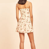 woloong women Fashion Flroal Print mini Dress fitted bodice and back Ruffle hem Female Chic dresses vintage high quality