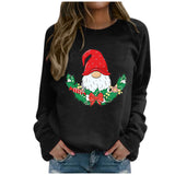 Woloong  Autumn T-shirt Women's Fashion Merry Christmas Gnome Print Long Sleeve Hooded Casual Pullover T Shirt Natal Poleras Mujer