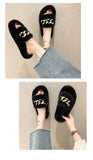 woloong  Women Fashion Metal Chain Warm Fluffy Slippers Cozy Faux Fur  Indoor Floor Outdoor Slides Flat Soft Furry Ladies Celebrities Fli