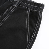 woloong  Weekeep Pockets Patchwork Baggy Jeans Fashion Streetwear 100% Cotton Women Denim Trouser Loose Cargo Pants Korean Jeans Harajuku