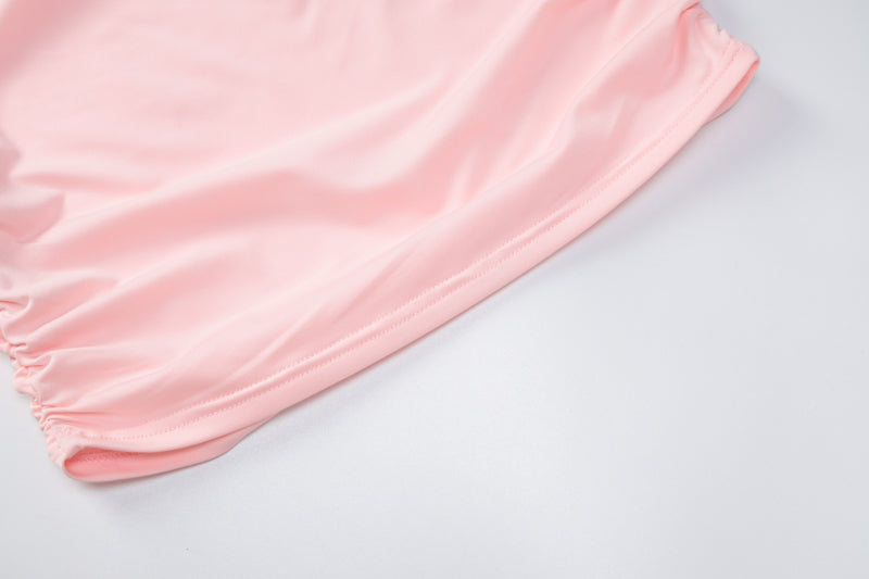 woloong Pure Color Slip Sleeveless Hollow Out Pleated Mini Dress Summer Fall Bodycon Sexy Party Club Elegant Y2K