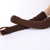 New Long Fingerless Gloves Womens Winter Warmer Knitted Arm Sleeve Fine Casual Soft Girl Goth Clothes Women Punk Gothic Gloves