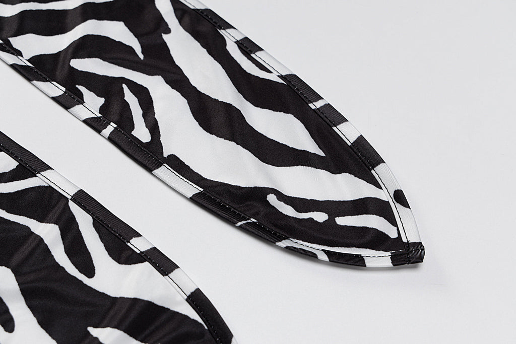 woloong Zebra Print Long Sleeve V-Neck Bandage Sexy Mini Dress Autumn Winter Women Fashion Streetwear Outfits Party Wear