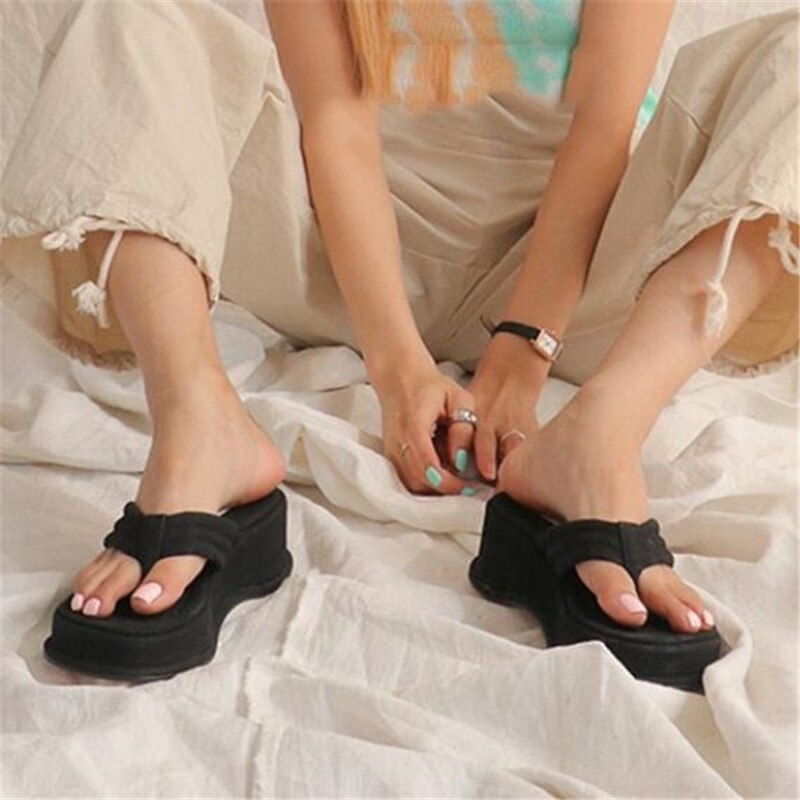 woloong Fashion Slippers Women Clip Toe Sandal Wedge Platform Shoes Women Casual Beach Dress Heels Slipper Female Flip Flops Shoes Woman
