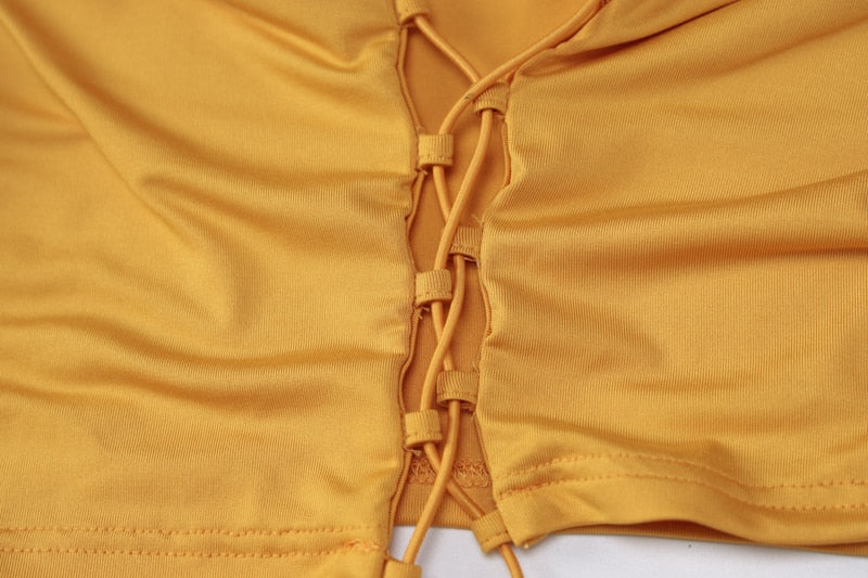 woloong    Solid Long Sleeve Drawstring Ruched Crop Top Sexy Mini Dress 2 Piece Set  Fall Fashion Bodycon Elegant Clothing Y2K
