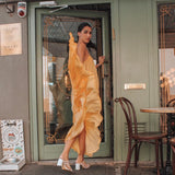 Hot Selling European and American Sexy Sling Sleeveless Solid Color Long Big Swing Dress Women Boho Long Maxi Dress