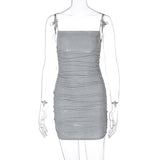 woloong Sleeveless Sequined Shiny Sexy Mini Dress Summer Women Fashion Streetwear Outfits Party Y2K Club Clothing