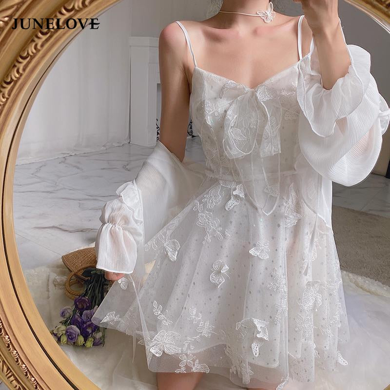 French Fairy Dress Women Elegant Sleeveless Chiffon Mini Dress Casual Floral Print Korean Kawaii Summer Dress Women
