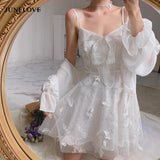 French Fairy Dress Women Elegant Sleeveless Chiffon Mini Dress Casual Floral Print Korean Kawaii Summer Dress Women