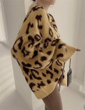 FANIECES Leopard Print Oversized Sweater Pullovers Autumn Loose Batwing Sleeve O-Neck Warm Jumper Casual Streetwear Pull Femme