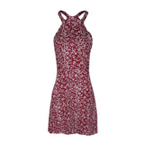 Aieru Womens Boho Beach Summer Holiday tumblr Sundress Halter Floral Mini Dress Ladies Slim Sleeveless vestido playa