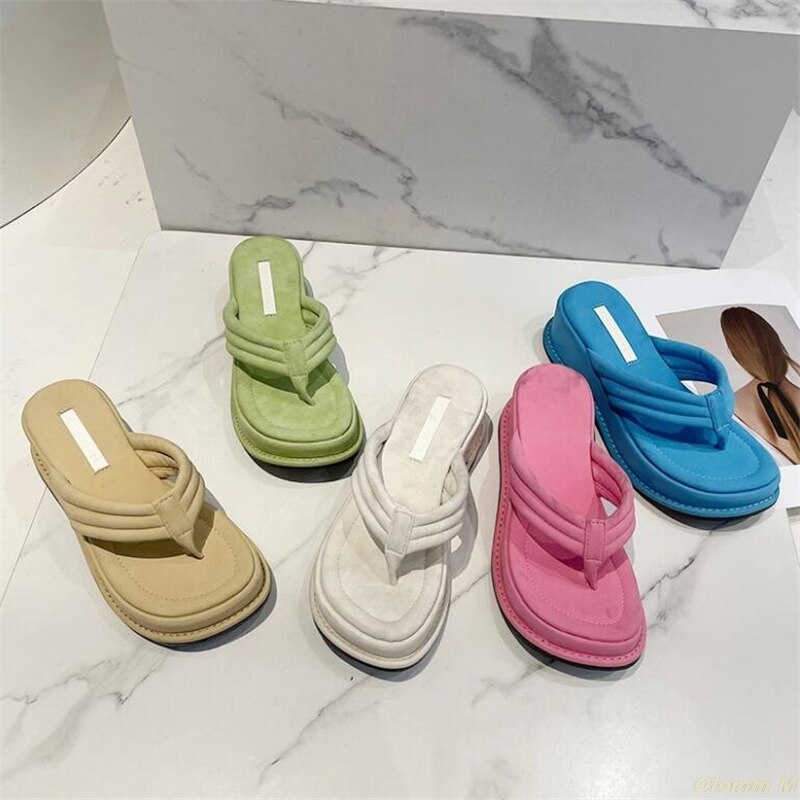 woloong Fashion Slippers Women Clip Toe Sandal Wedge Platform Shoes Women Casual Beach Dress Heels Slipper Female Flip Flops Shoes Woman