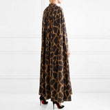 Woloong Female Cardigan Coat O Neck Cloak Sleeve Print Leopard Maxi Cloaks For Women  Autumn Vintage Fashion