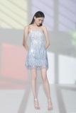 Evening Party Elegant Diamonds Tassel Dress Vestiso Spaghetti Strap A-Line Bodycon Mini Dress Women Summer Dresses