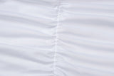 Woloong   Solid Ruched Long Sleeve Deep V Neck Pleated Mini Sexy Dress Summer Autumn Women Fashion Outfits Party Club Y2K