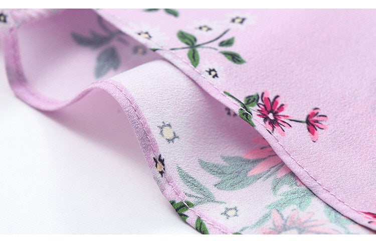 Retro Palace Pink Daisy Print Silk Party Dress Puff Sleeve Female Elegant Maxi Dresses Beach Women Square Collar Holiday Robe