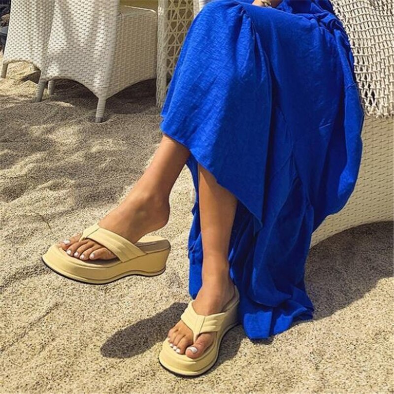 woloong Fashion Slippers Women Clip Toe Sandal Wedge Platform Shoes Women Casual Beach Dress Heels Slipper Female Flip Flops Shoes Woman