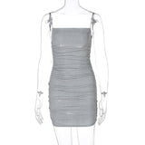woloong Sleeveless Sequined Shiny Sexy Mini Dress Summer Women Fashion Streetwear Outfits Party Y2K Club Clothing
