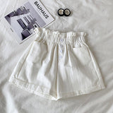 Summer Cotton Shorts Women Casual Loose High Waist Shorts Elegant Women Shorts Femme With Belt Korean Style Шорты Женский