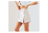 Women Summer Elegant Jacquard Satin Skirt Sexy High Waist Mini Skirt Vintage Zipper Pencil skirt with side Slit Y2K 2000s 90s