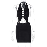 woloong Bandage Halter Backless Sexy Mini Dress Summer Women Fashion Streetwear Bodycon Y2K Chic Outfits