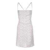 woloong  Beach Sundress Women Sling Straps Backless Cross Short Mini Dress Ruched Summer Sexy Little Flowers Printed Casual Vestidos