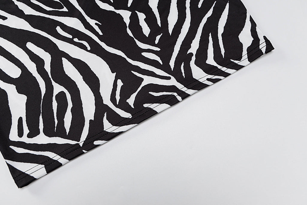 woloong Zebra Print Long Sleeve V-Neck Bandage Sexy Mini Dress Autumn Winter Women Fashion Streetwear Outfits Party Wear