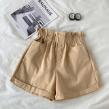 Summer Cotton Shorts Women Casual Loose High Waist Shorts Elegant Women Shorts Femme With Belt Korean Style Шорты Женский